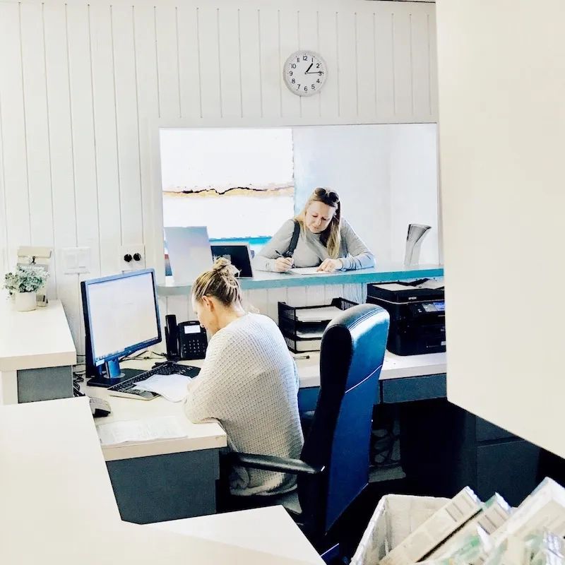 Front desk and reception at the office